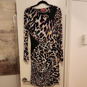 Catherines Multicolor Animal Print Long Sleeve Dress